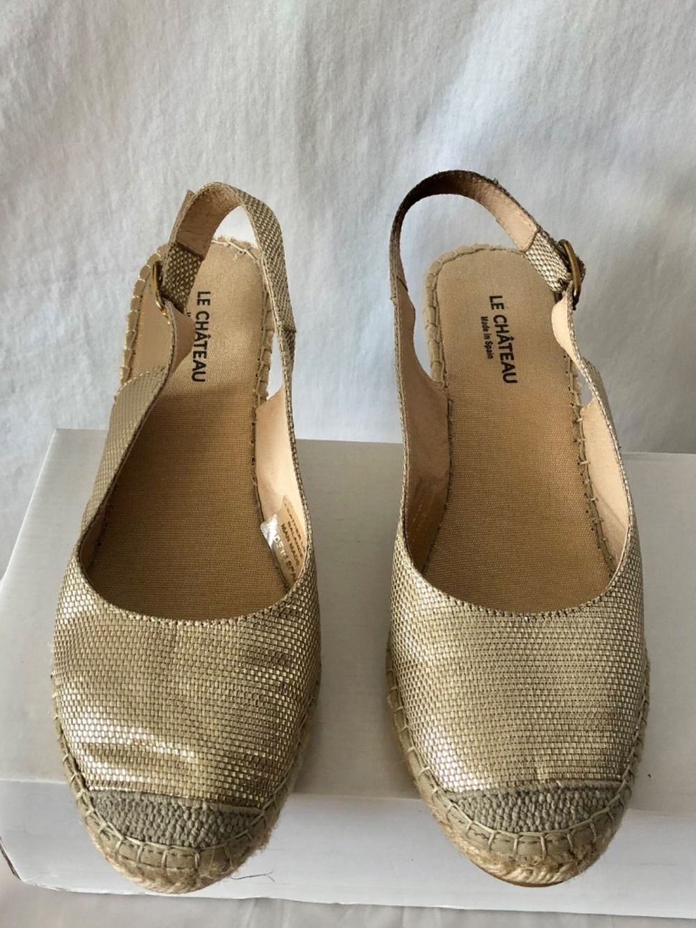 Gold Wedge Closed Toe Espadrille Sandals
